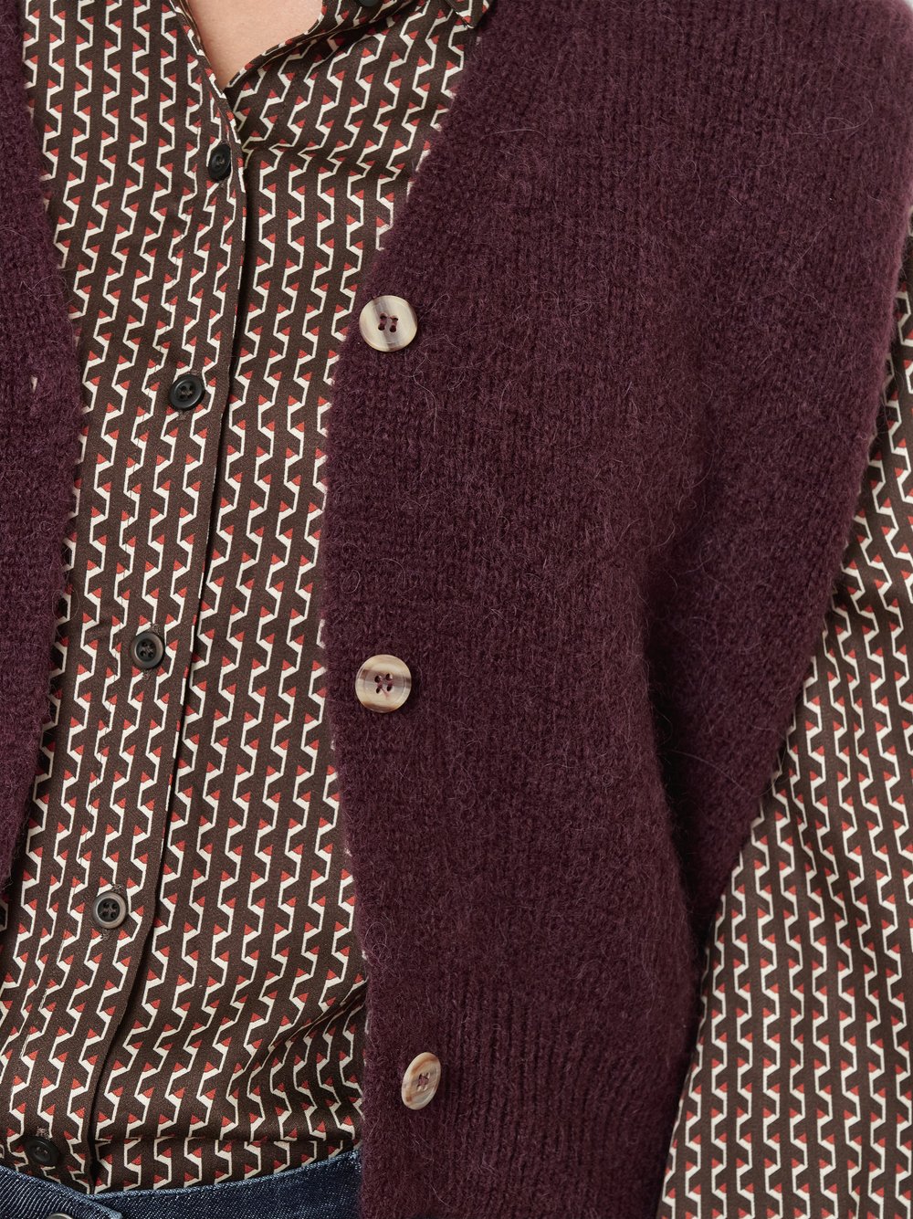 Damenweste Ilona in Bordeaux, Strickweste im Boxy-Cut, Detailansicht