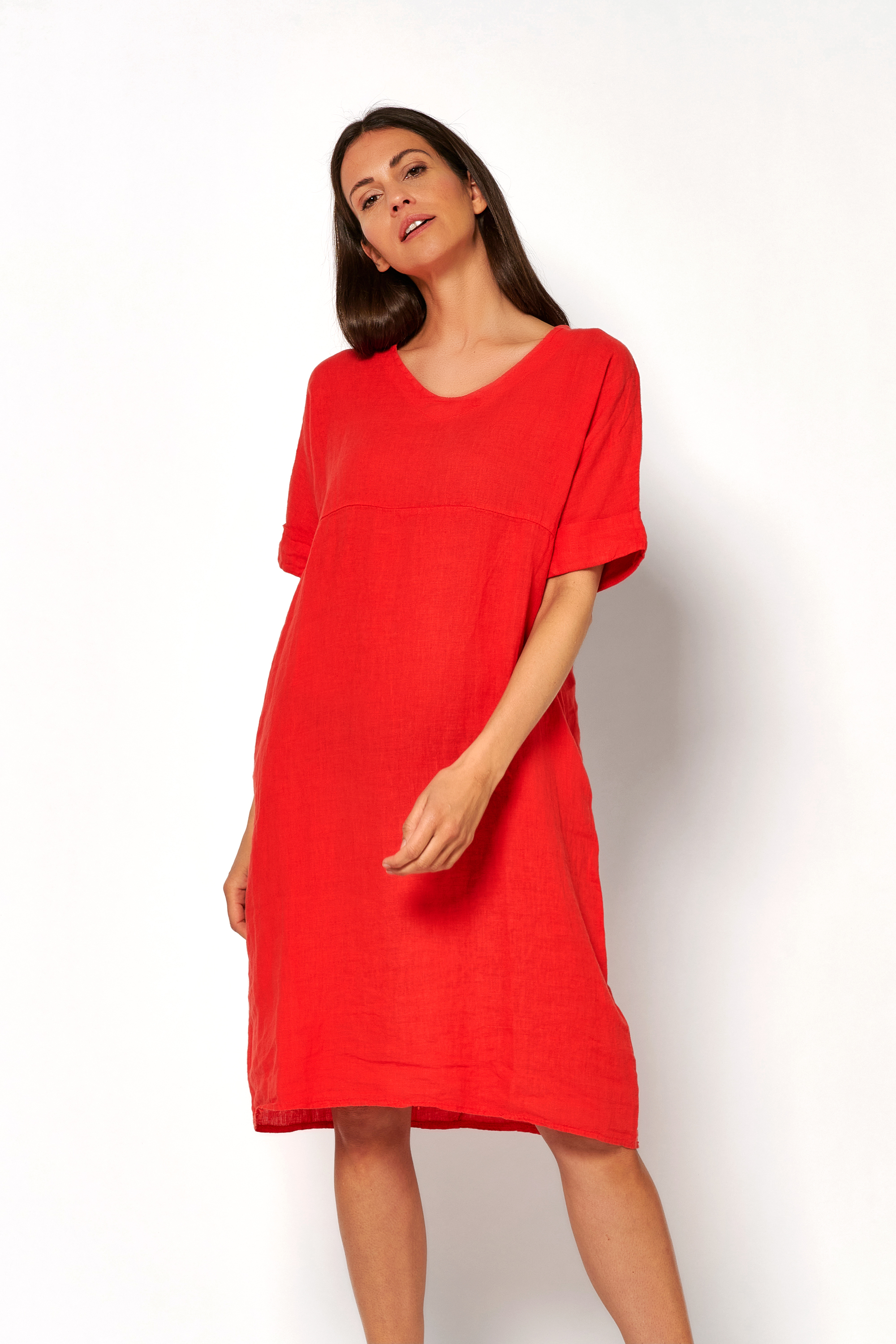 Relaxed linen dress | Style »Molly« red