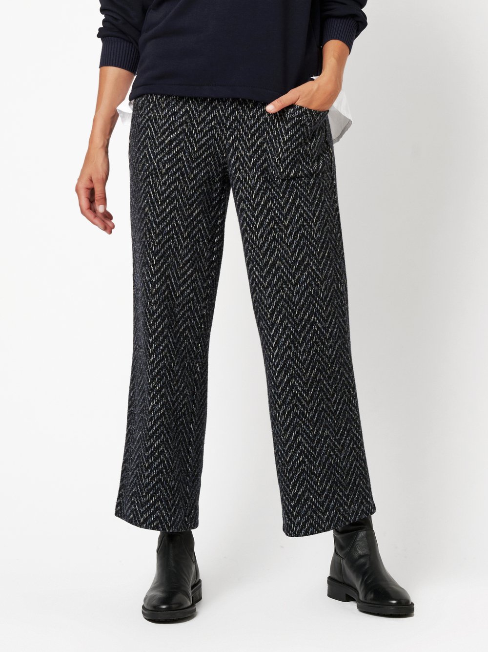 Trousers Sue blue/black front view Trousers Sue blue/black front view