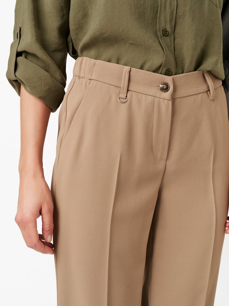 Womens trousers Luisa Wide in brown, wide-leg trousers made of twill, detail view