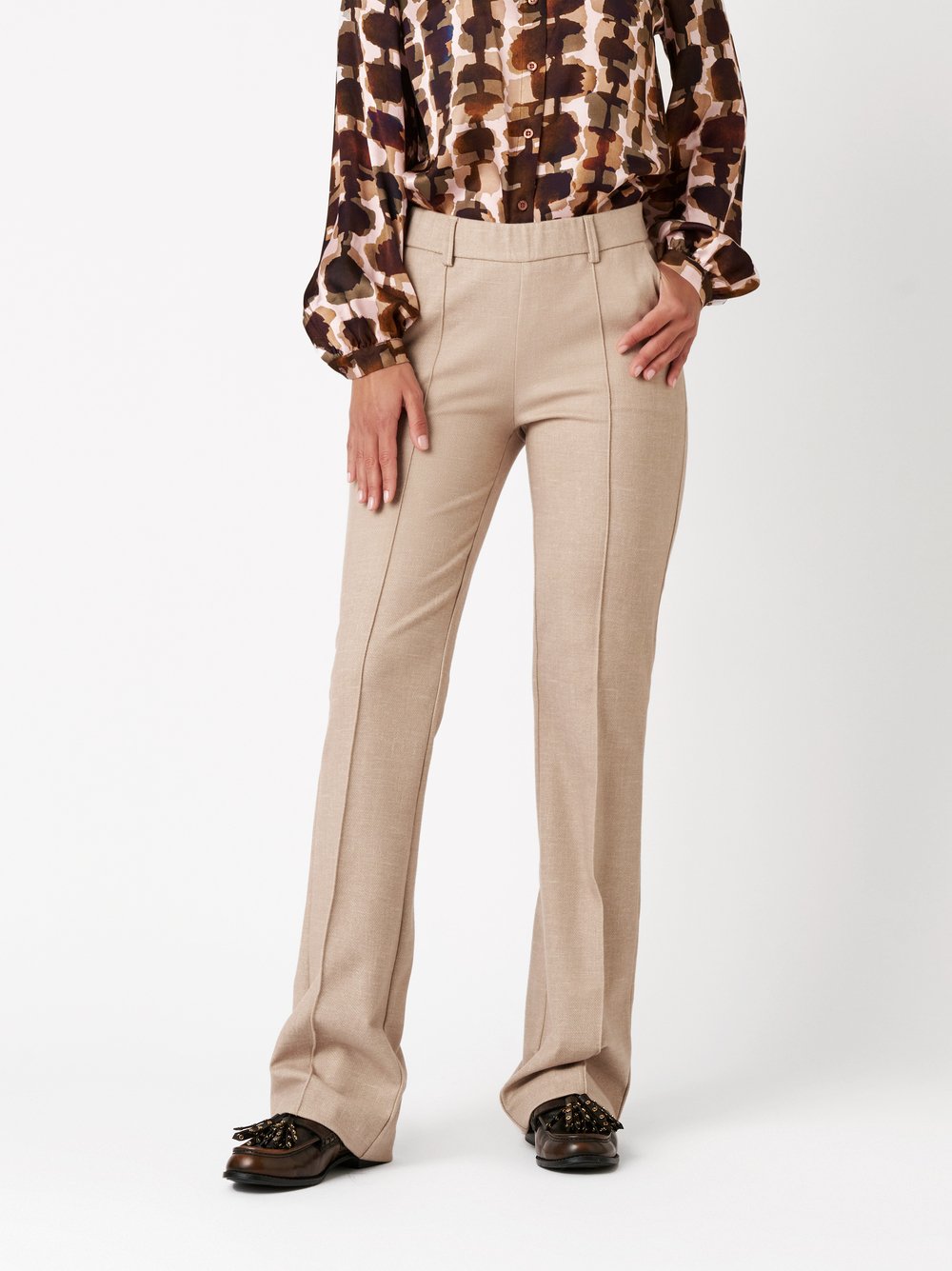 Trousers Jenny beige front view Trousers Jenny beige front view