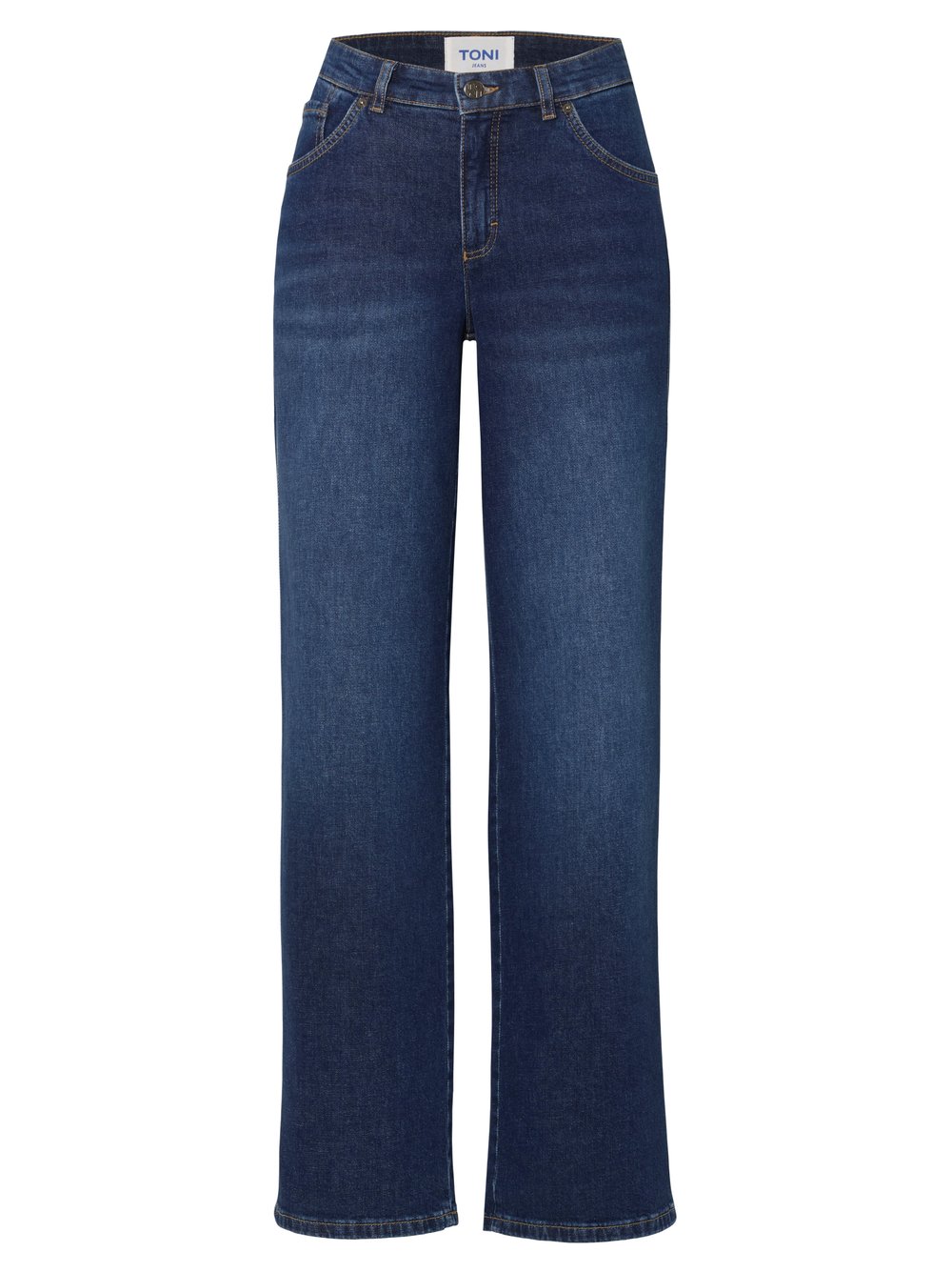 Damenjeans Liv Wide in Dark Blue, wide-Leg Jeans mit Waschung, freigestellte Produktansicht