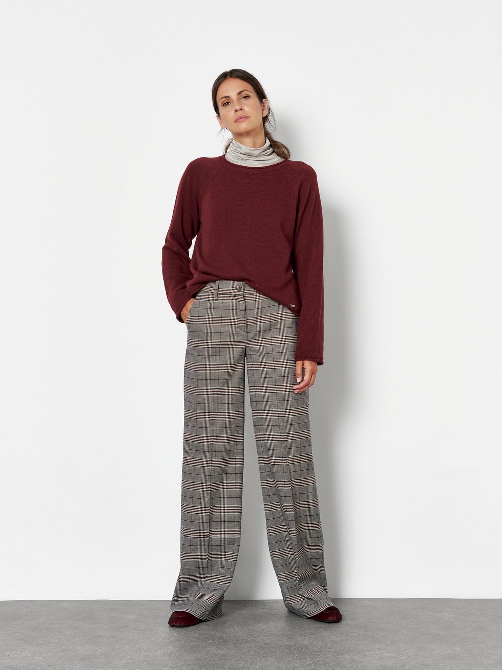 Wide-Leg Hose mit Karomuster | Style »Luisa Palazzo« Braun