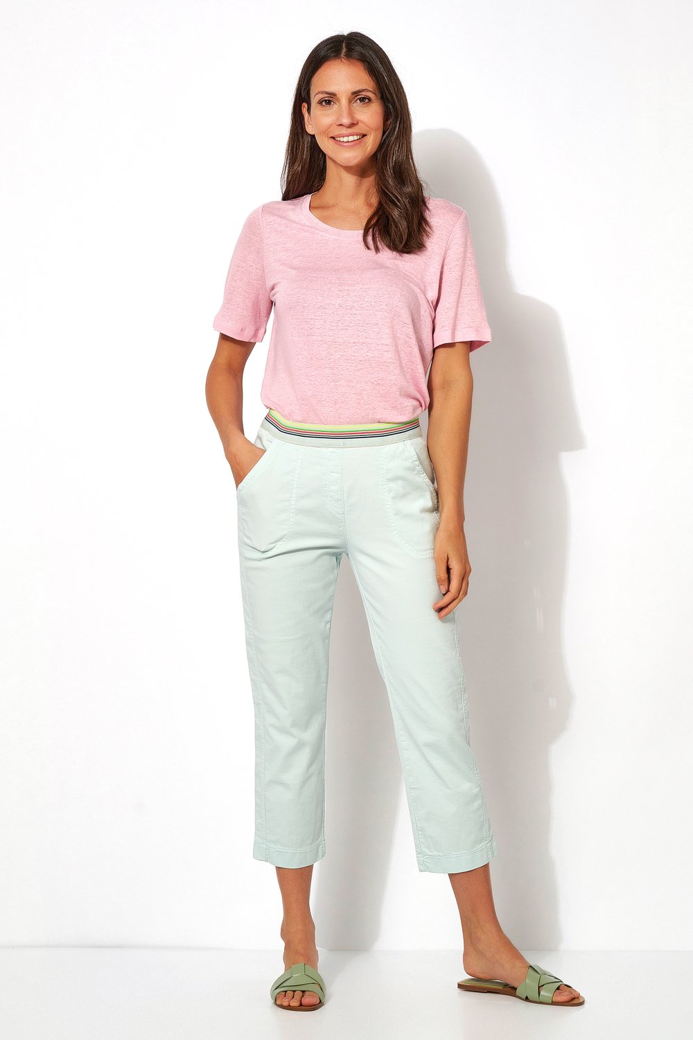 3/4-Hose mit gestreiftem Bund | Style »Sue« ice green