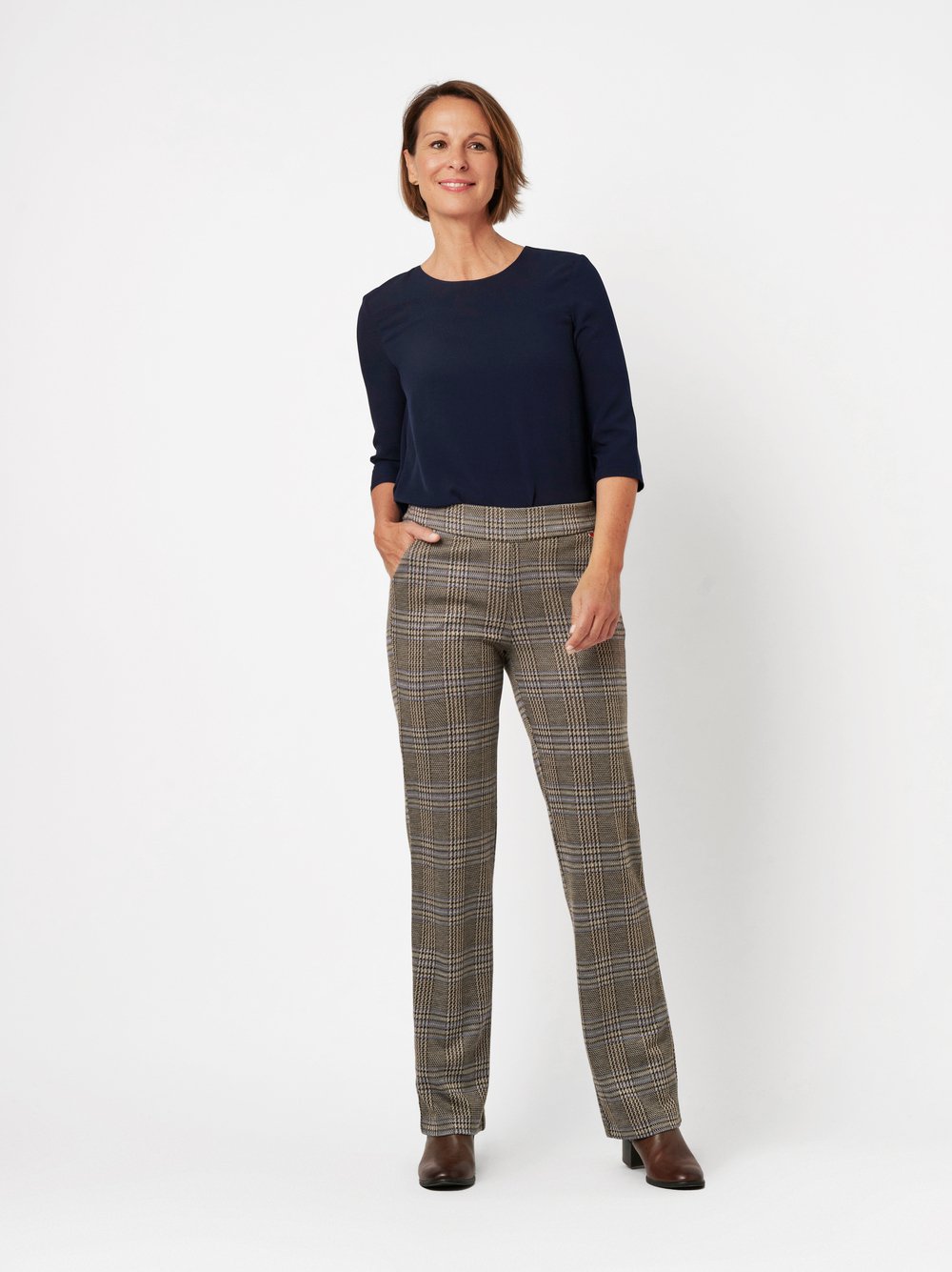 Entspannte Karohose | Style »Scarlet« brown/beige