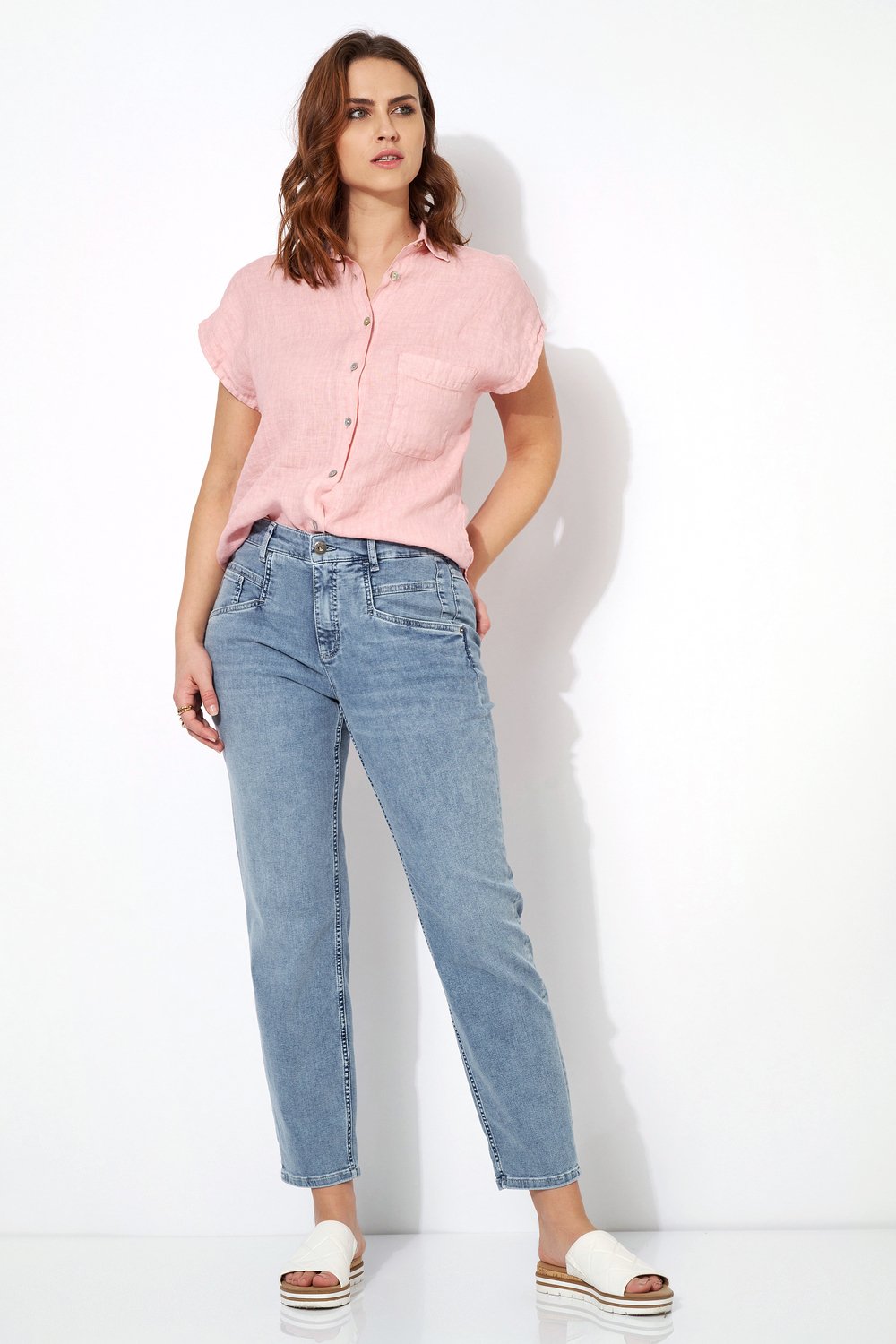 Straight-Fit Jeans | Style »Happy« light blue bleached