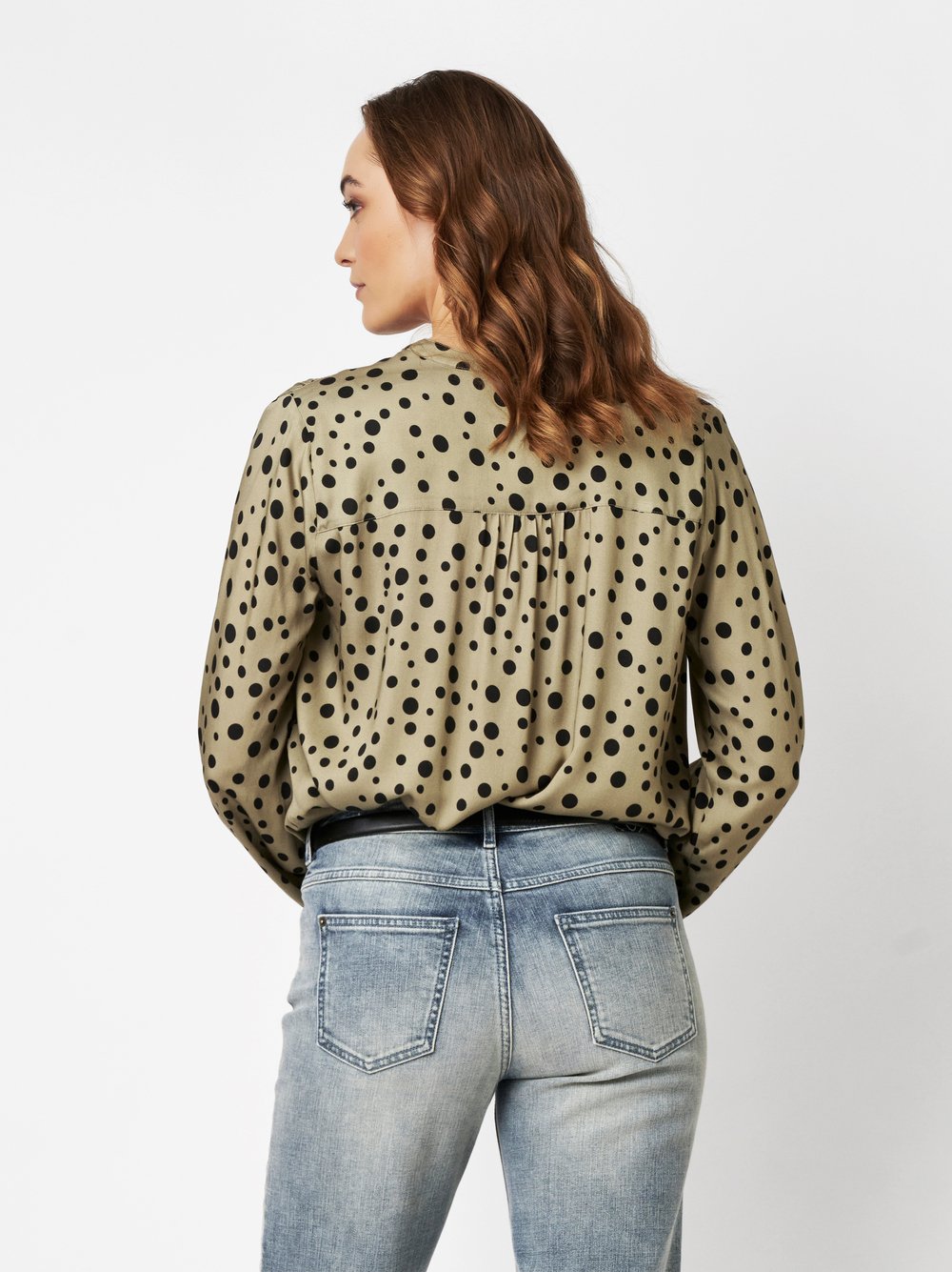 Bluse Bella khaki/black Rueckansicht Bluse Bella khaki/black Rueckansicht