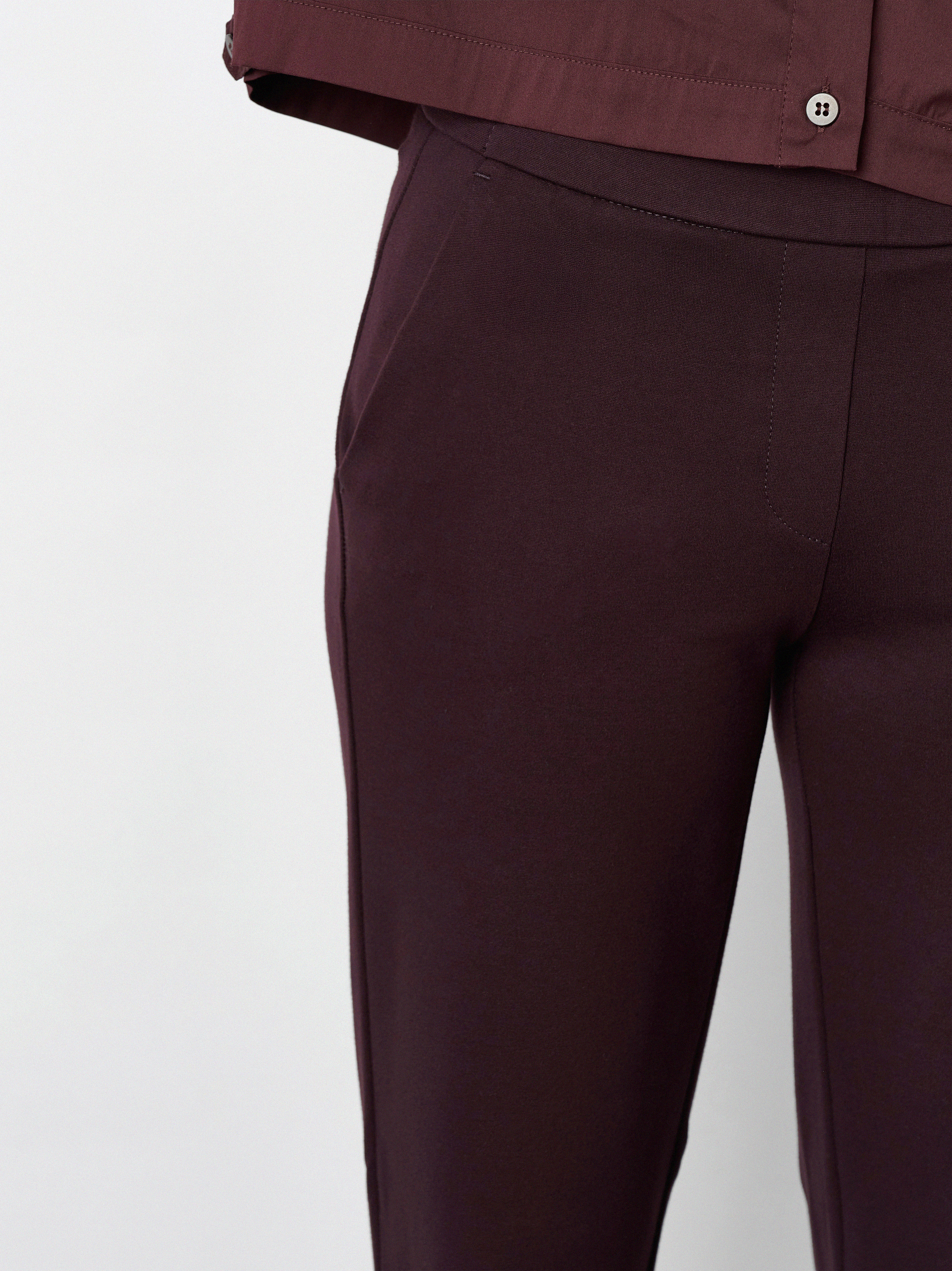 Womens trousers Jenny Wide in Bordeaux, wide-leg jersey trousers, second detail view