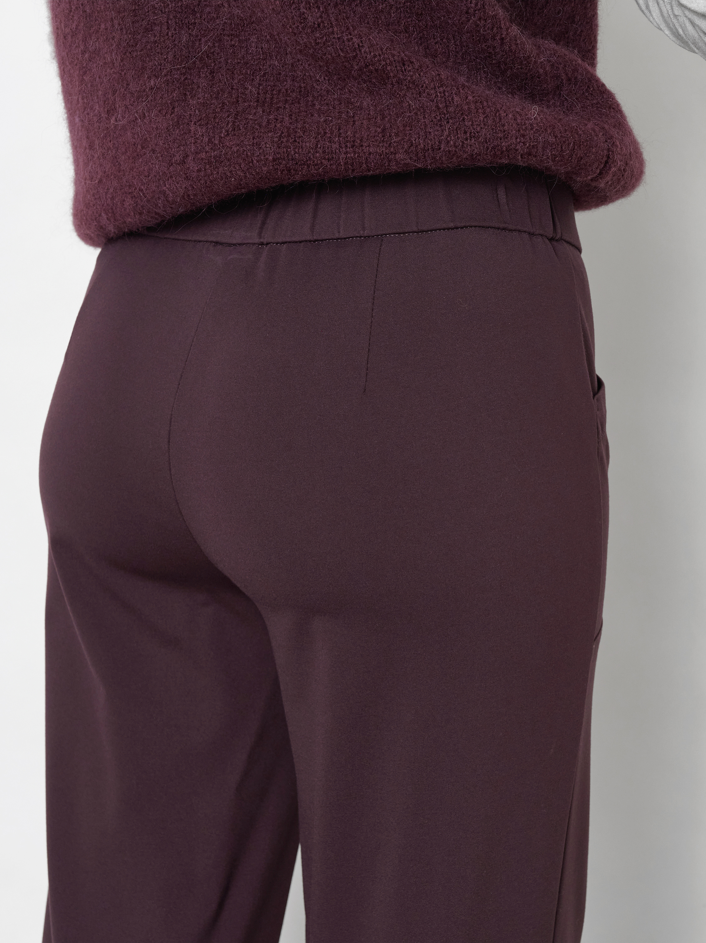 Damenhose Sue Wide in Bordeaux, wide-Leg Hose mit Tunnelzug, zweite Detailansicht