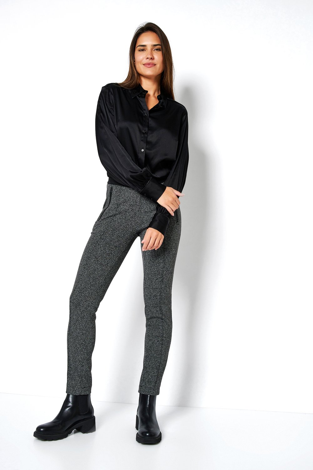 Melierte Businesshose | Style »Jenny« dark grey