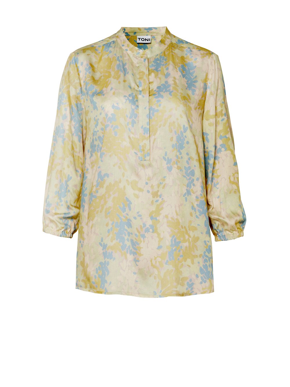 Womens blouse Alis in multicolour green, pull-on blouse with summer print, product view