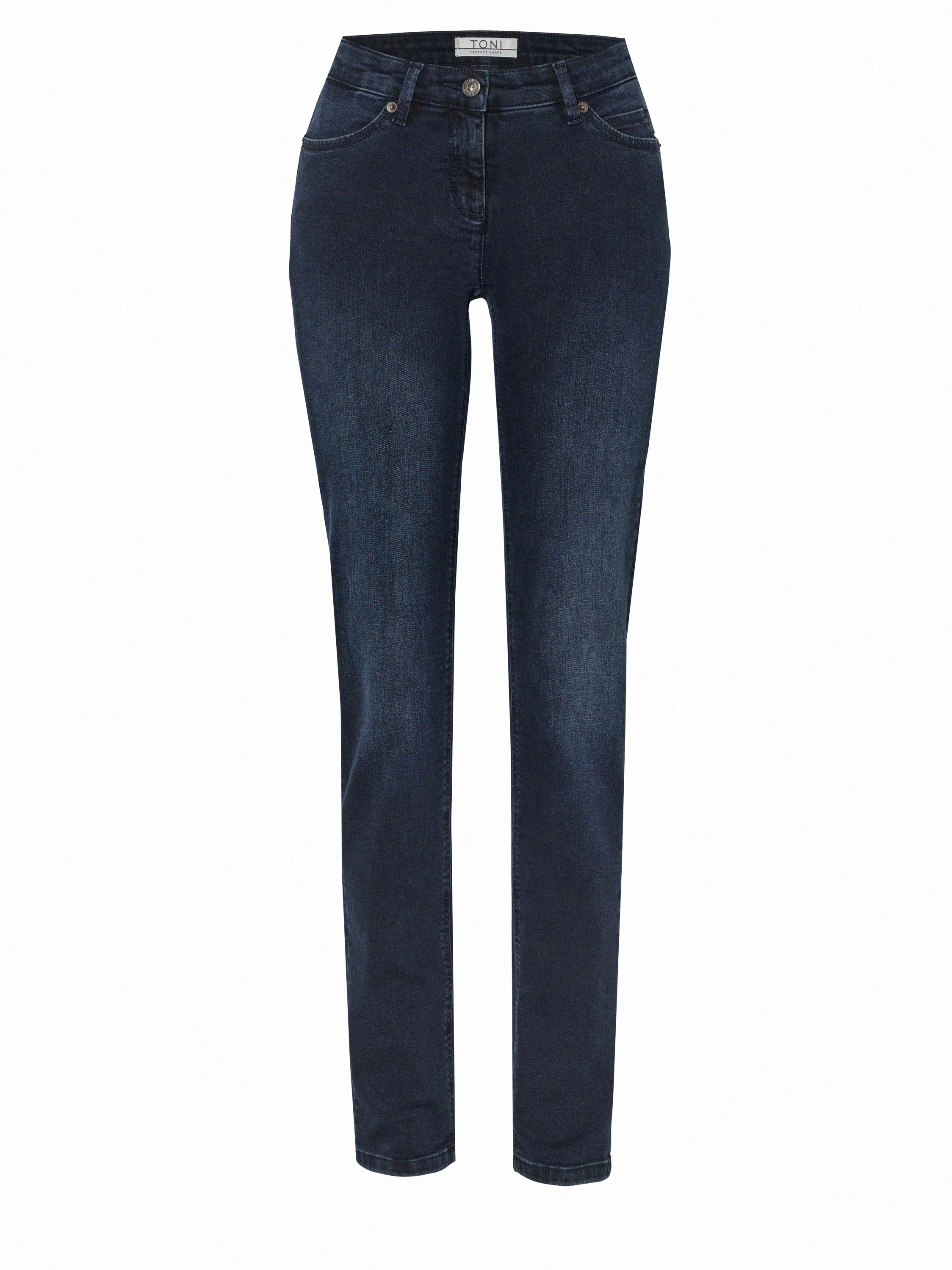 Damenjeans Perfect Shape Slim in dark blue, Slim-Fit Jeans mit Waschung, freigestellte Produktansicht