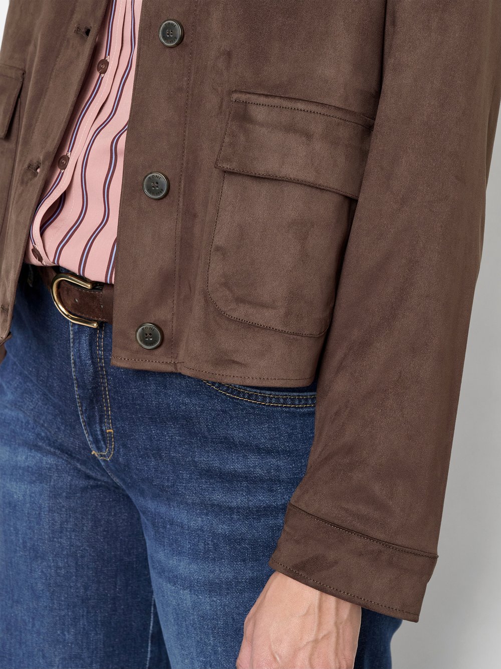 Boxy-Jacke in Velourslederoptik | Style »Jara« Dunkelbraun