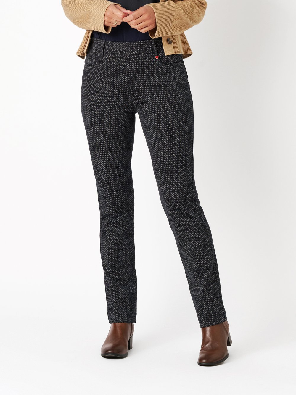 Trousers Alice black/brown front view Trousers Alice black/brown front view