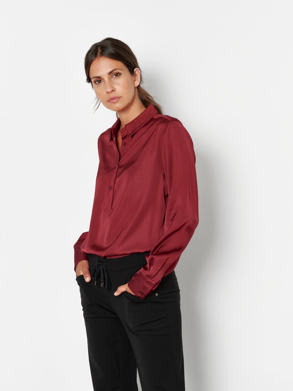 Schlupfbluse mit edlem Glanz | Style »Celina« Rostrot