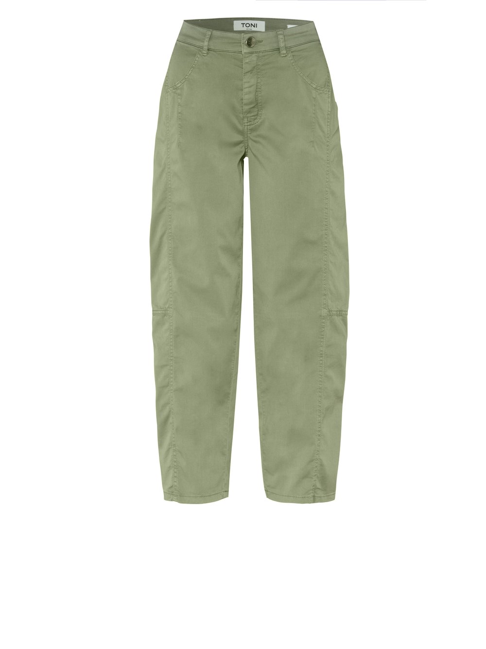 Damenhose Liv Barrel in khaki, barrel-Fit Hose mit doppelter Seitennaht, freigestellte Produktansicht