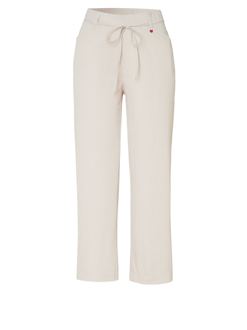 Damenhose Scarlet 3/4 in beige / white, Entspannte 3/4-Hose mit dezenten Streifen, freigestellte Produktansicht