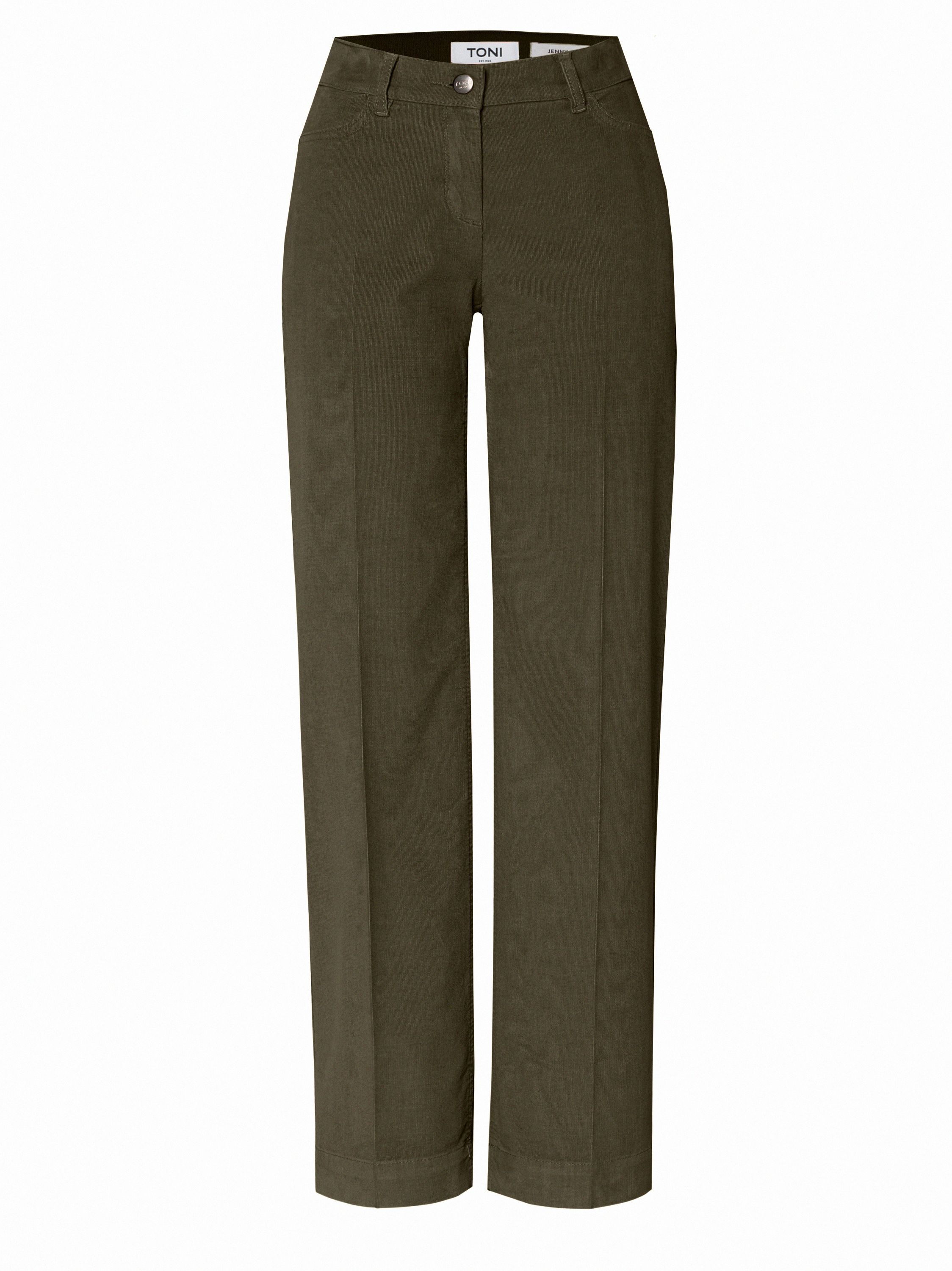 Damenhose Jenny Wide in Oliv, wide-Leg Cordhose, freigestellte Produktansicht