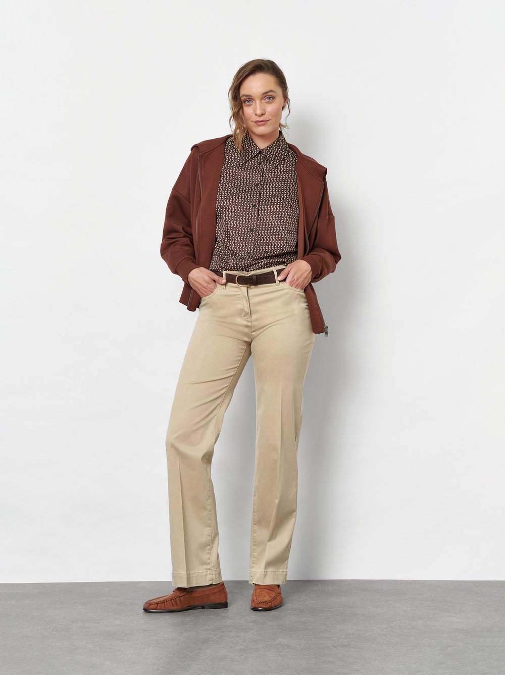 Wide-Leg Hose aus Baumwollsatin | Style »Jenny Wide« Sand