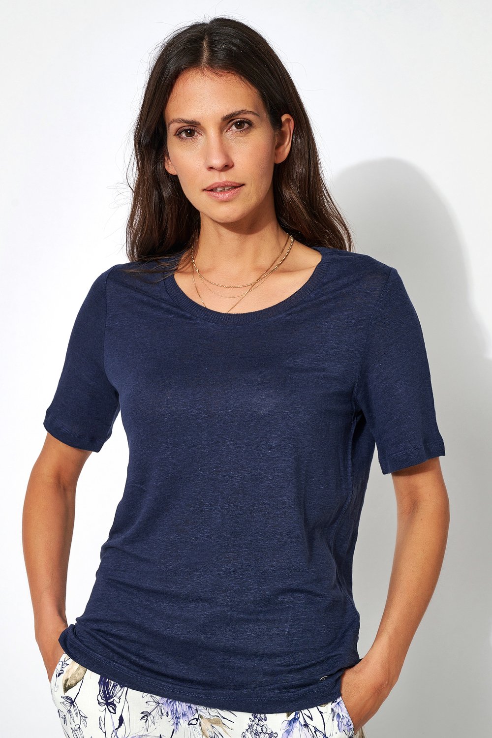 Bequemes Shirt aus Leinen | Style »Esra« dark blue