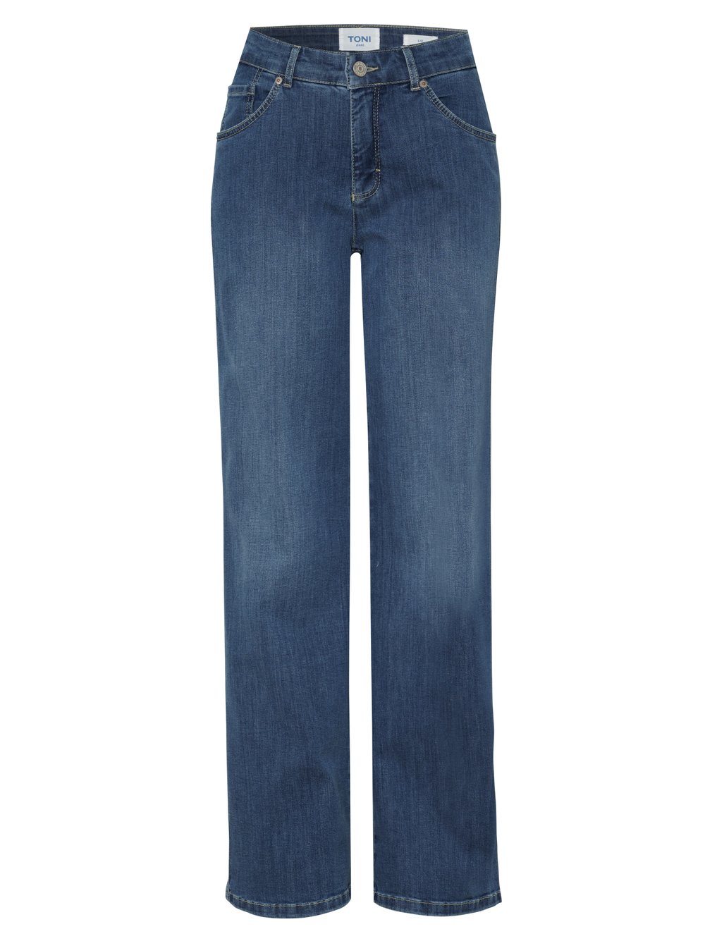 Damenjeans Liv Wide in mid blue, Wide Leg Jeans, freigestellte Produktansicht