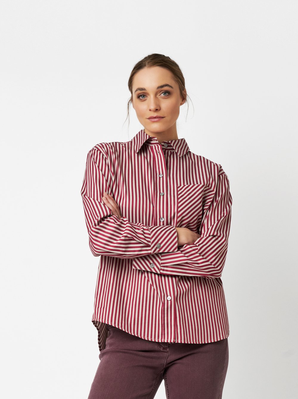 Gestreifte Hemdbluse | Style »Clyde« rose