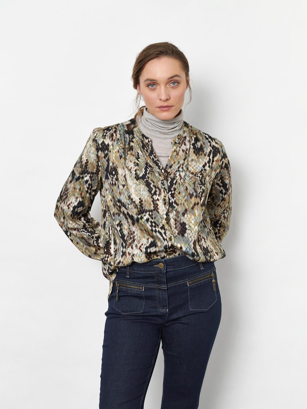 Bluse im Snake-Print | Style »Bella« Salbei