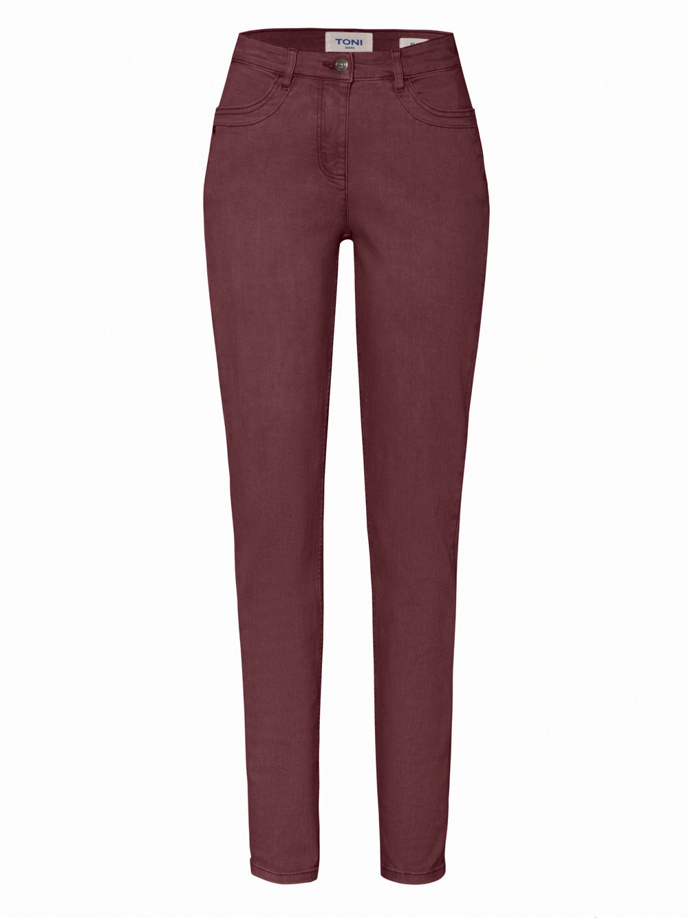 Damenjeans Be Loved in Beere, high-Waist Jeans in Colour Denim, freigestellte Produktansicht