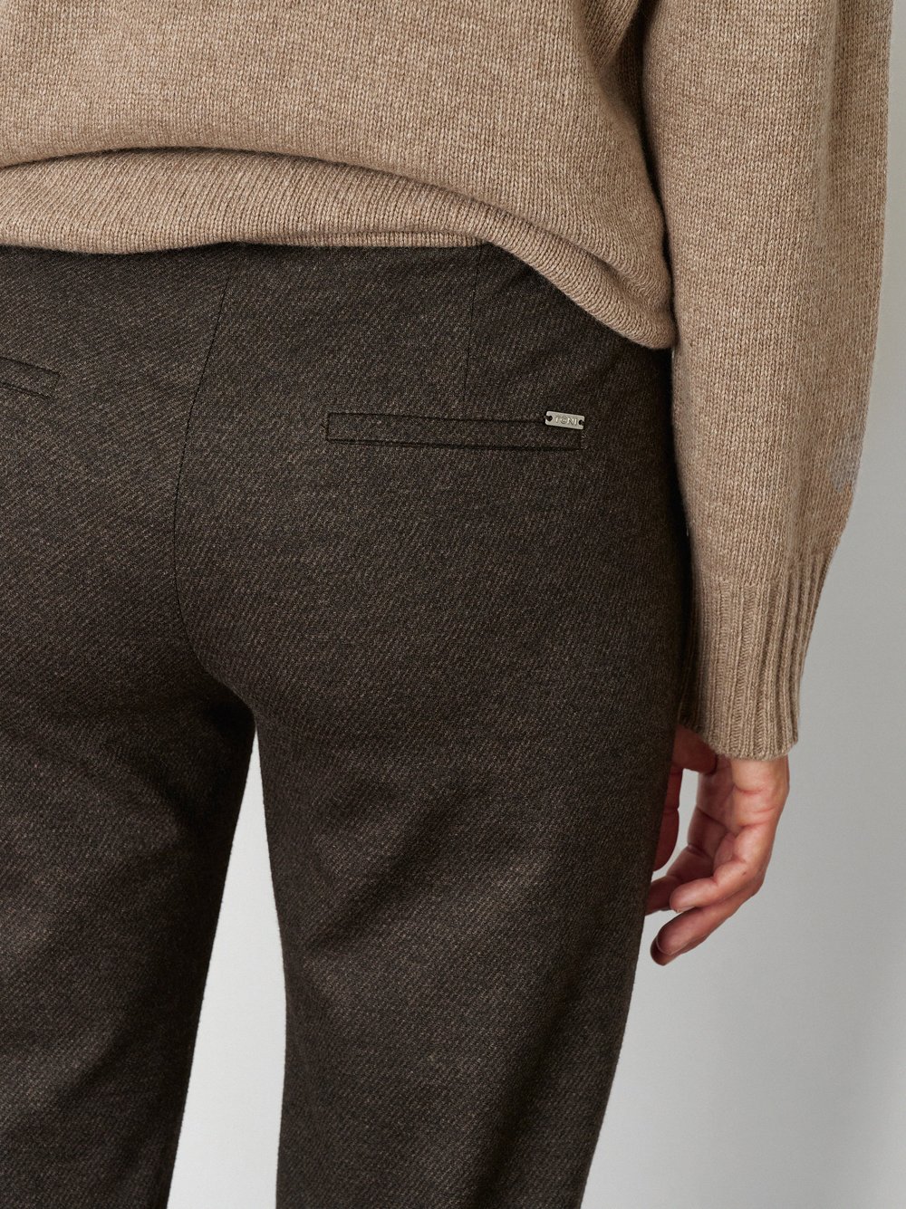 Womens trousers Jenny Wide in Dark Brown, wide leg trousers in a melange look, second detail view
