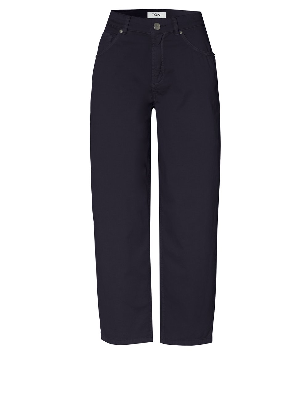 Damenhose Liv Barrel in dark blue, barrel-Fit Hose aus Sommertwill, freigestellte Produktansicht