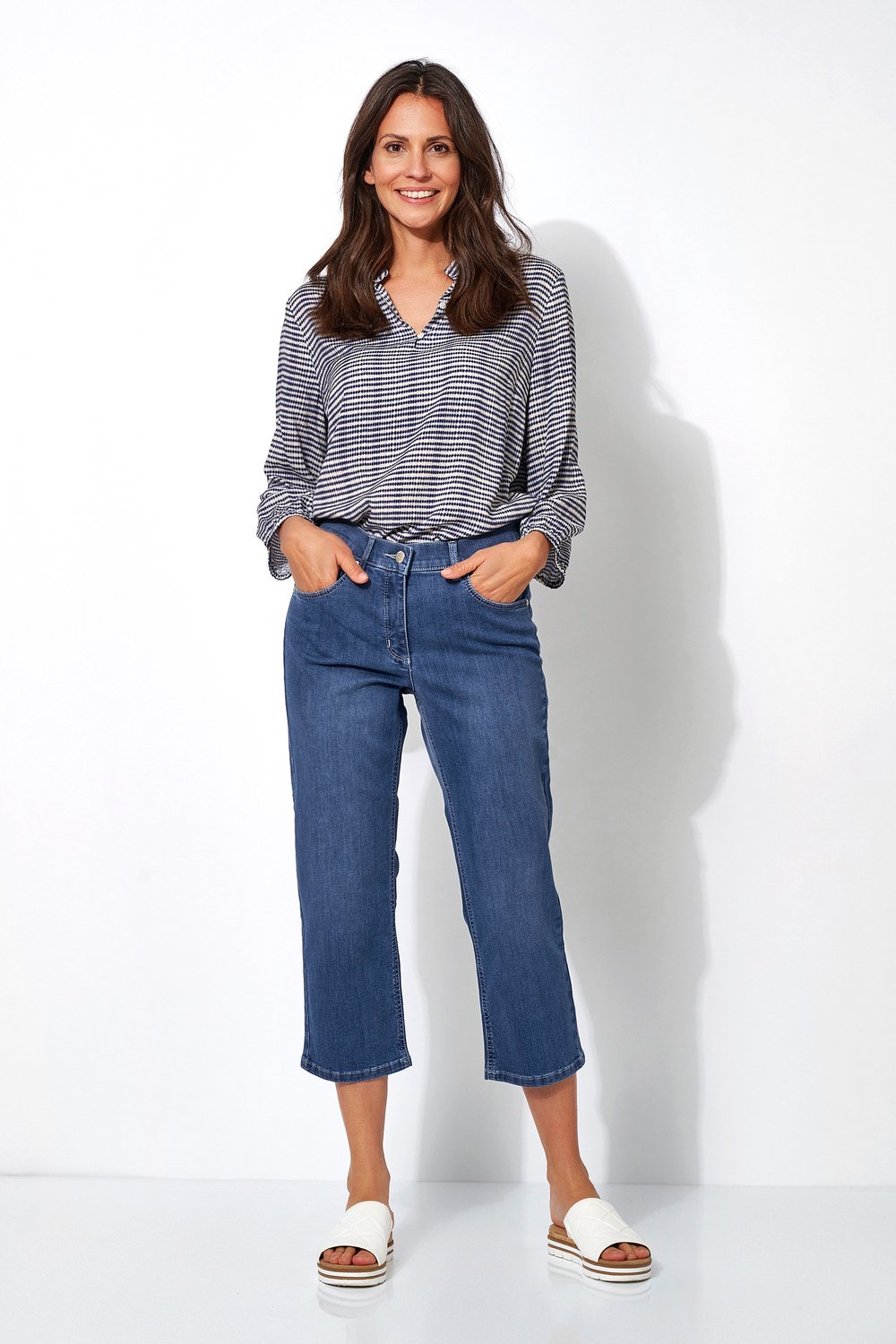 Leichte 3/4-Jeans | Style »Honey« mid blue used