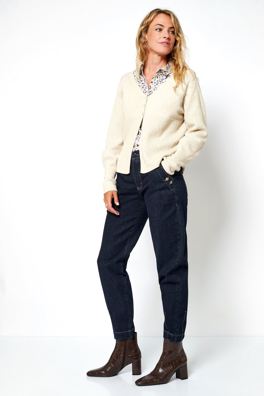 Karottenjeans mit Details | Style »Liv« rinsed blue