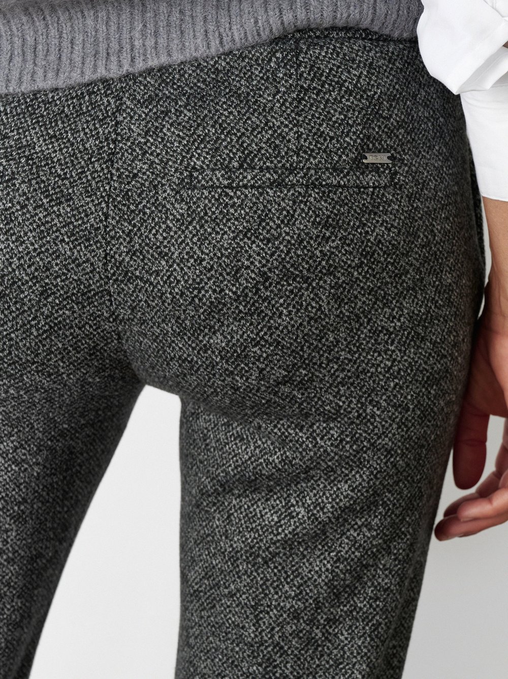 Womens trousers Jenny Wide in Anthracite, wide leg trousers in a melange look, second detail view