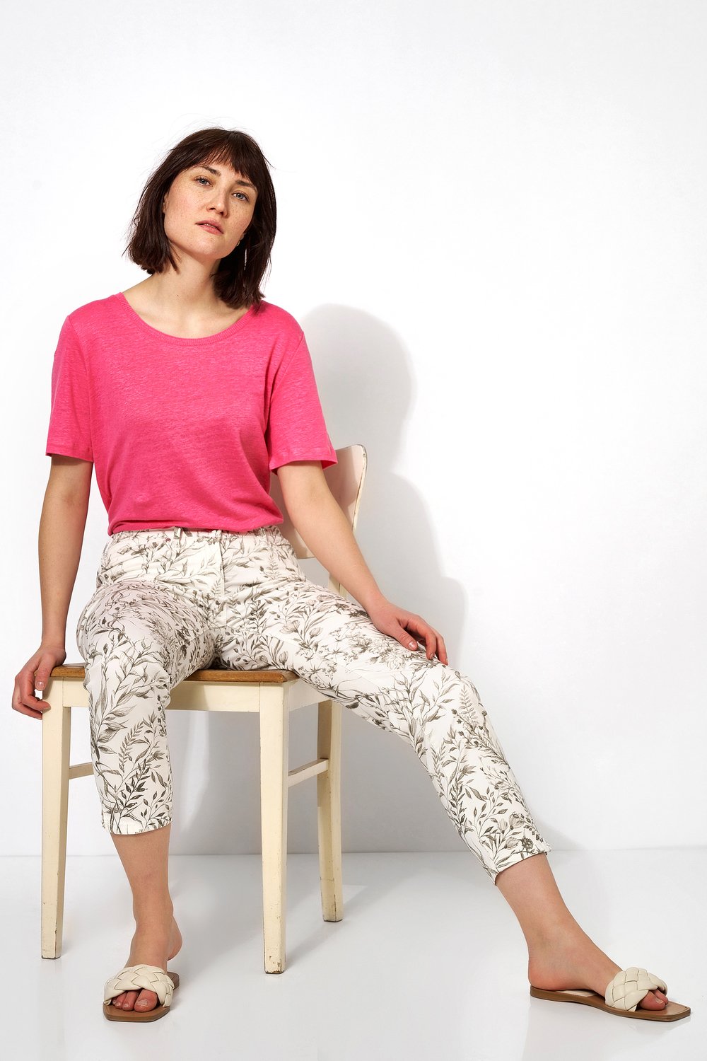 7/8-Hose mit Naturdruck | Style »Perfect Shape« white/khaki