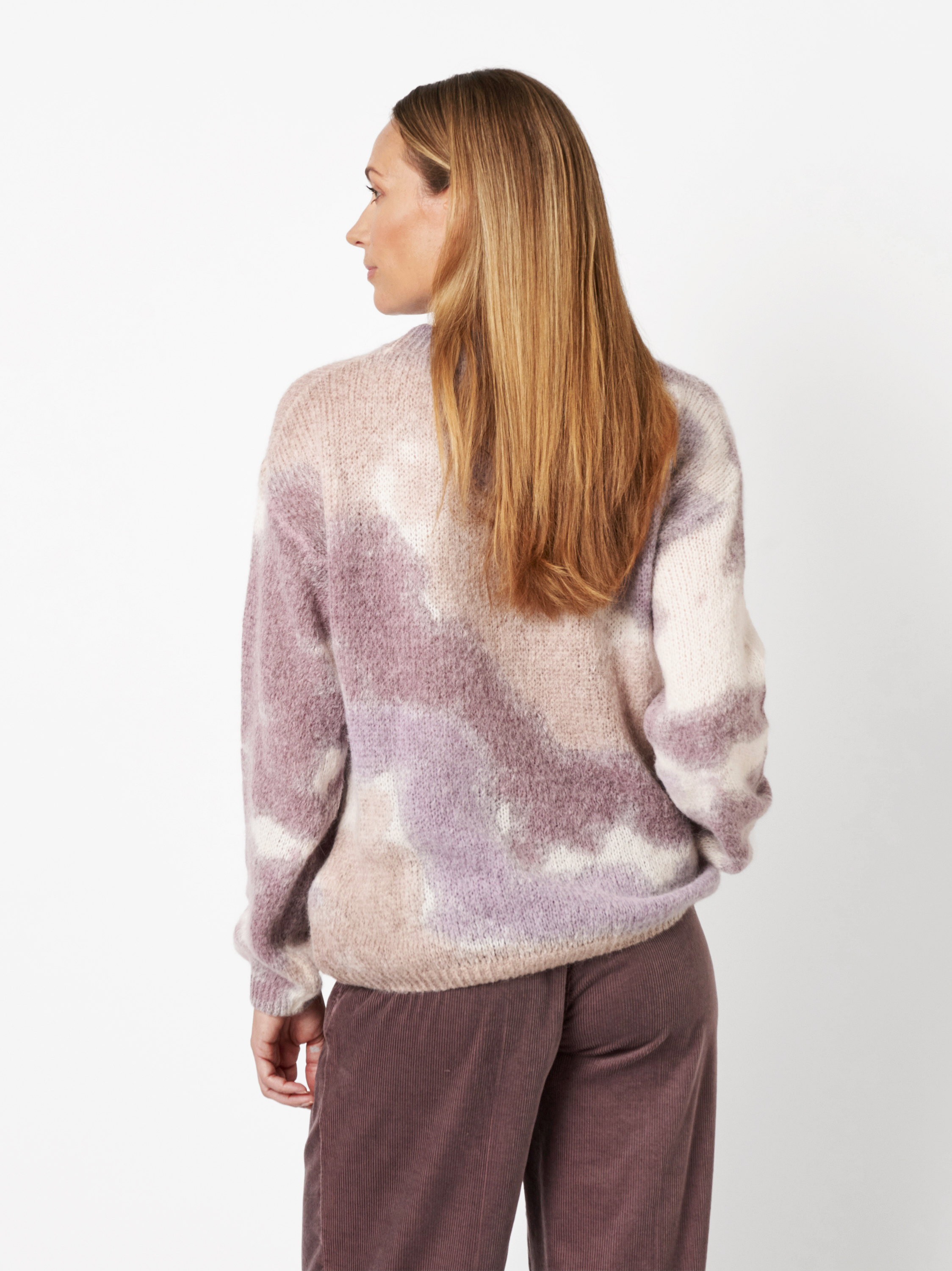 Sweater Golda mauve/offwhite rear view Sweater Golda mauve/offwhite rear view