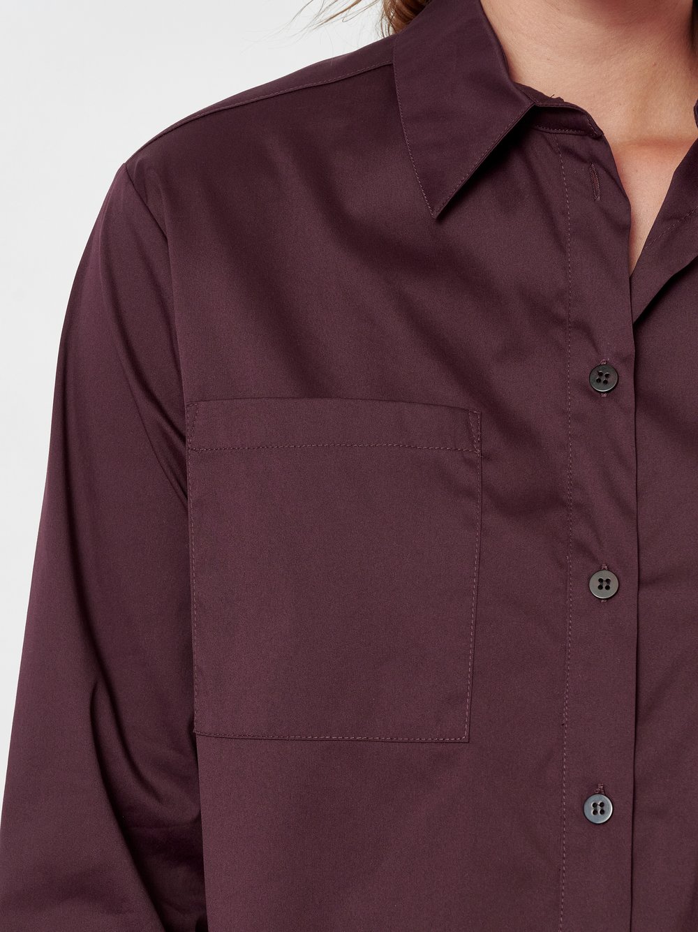 Boxy-Cut Bluse mit Brusttaschen | Style »Clyde« Bordeaux