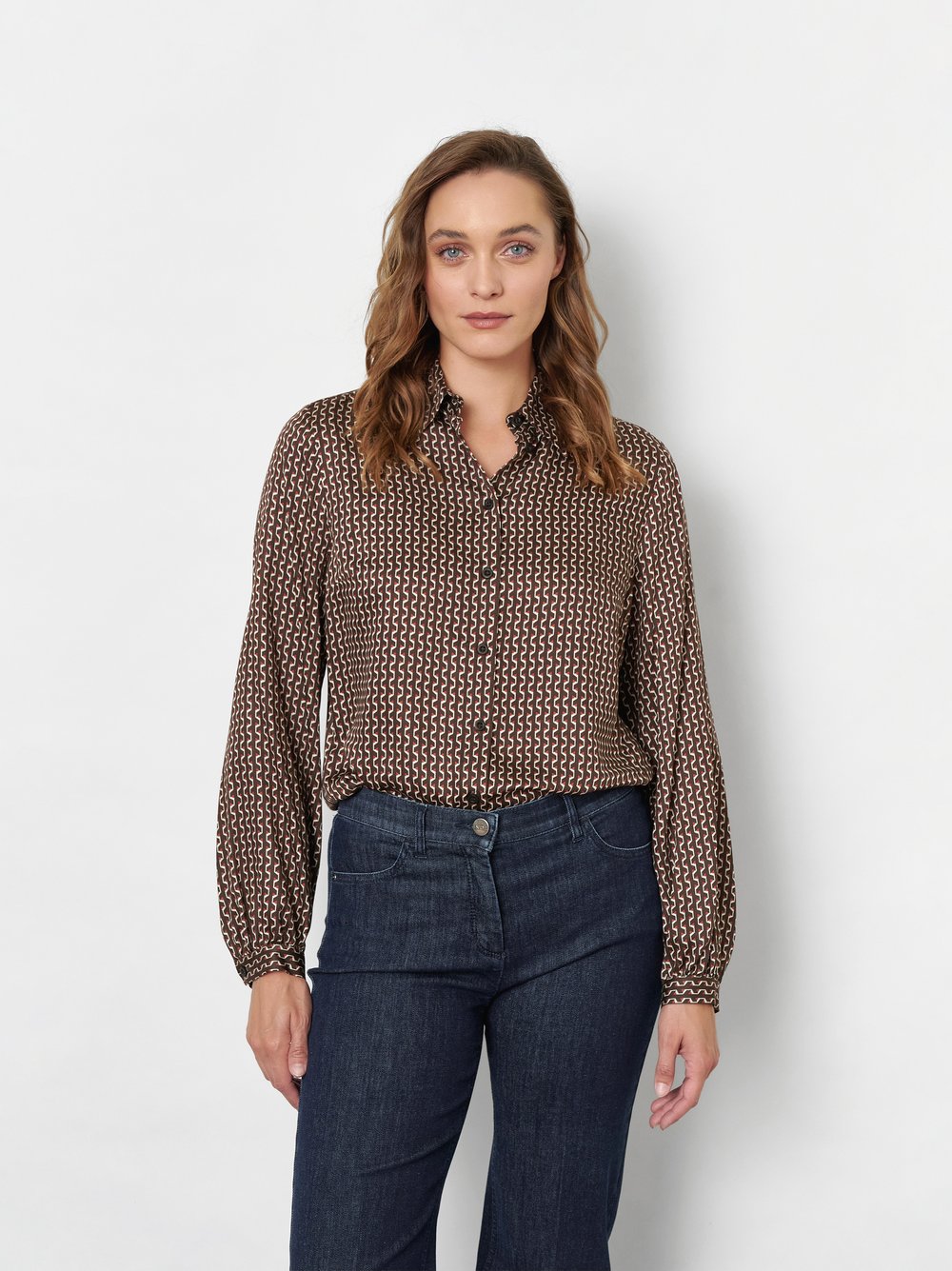 Bluse mit grafischem Print | Style »Coco« Dunkelbraun