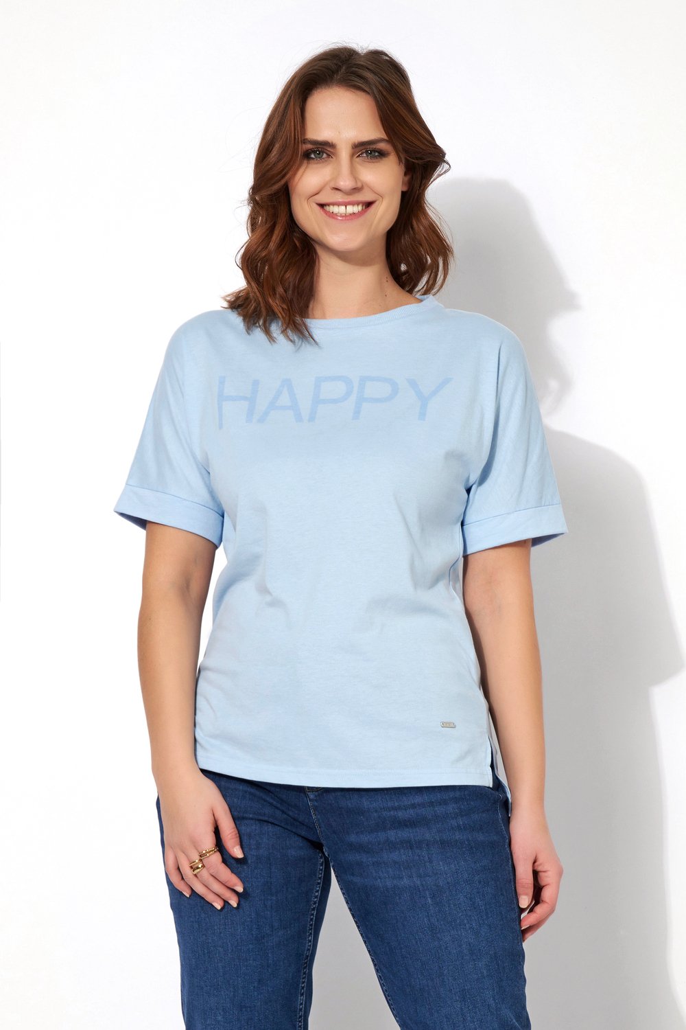 Shirt mit Schriftzug | Style »Debby« soft blue