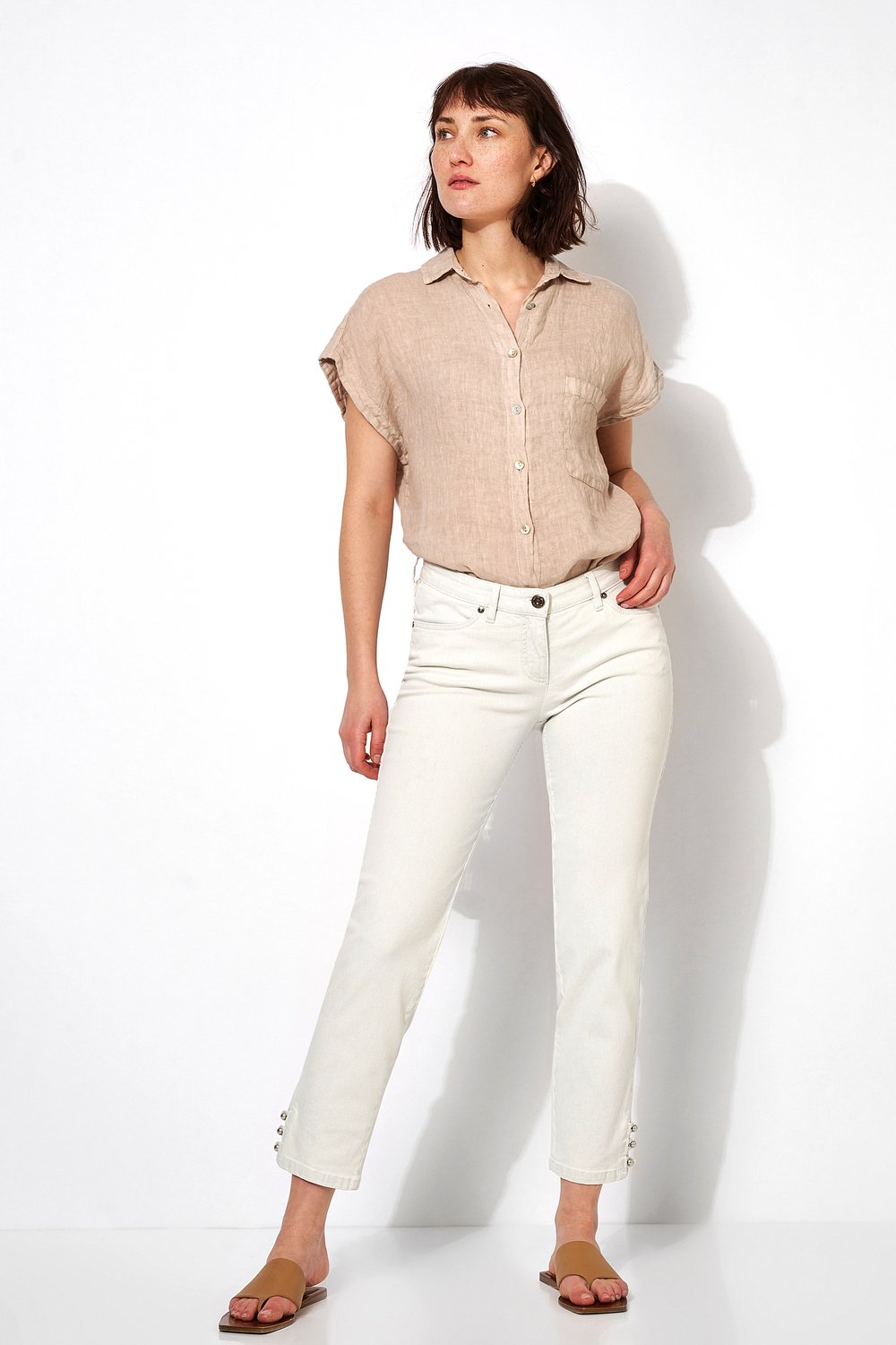 Gestreifte 7/8-Jeans | Style »Perfect Shape« white/blue