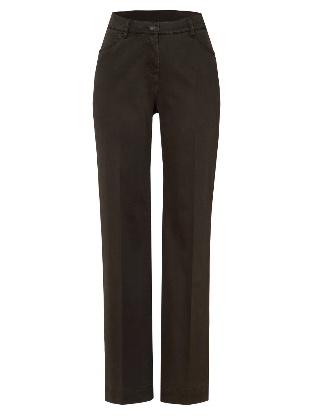 Damenhose Jenny Wide in Dunkelbraun, wide-Leg Hose aus Baumwollsatin, freigestellte Produktansicht