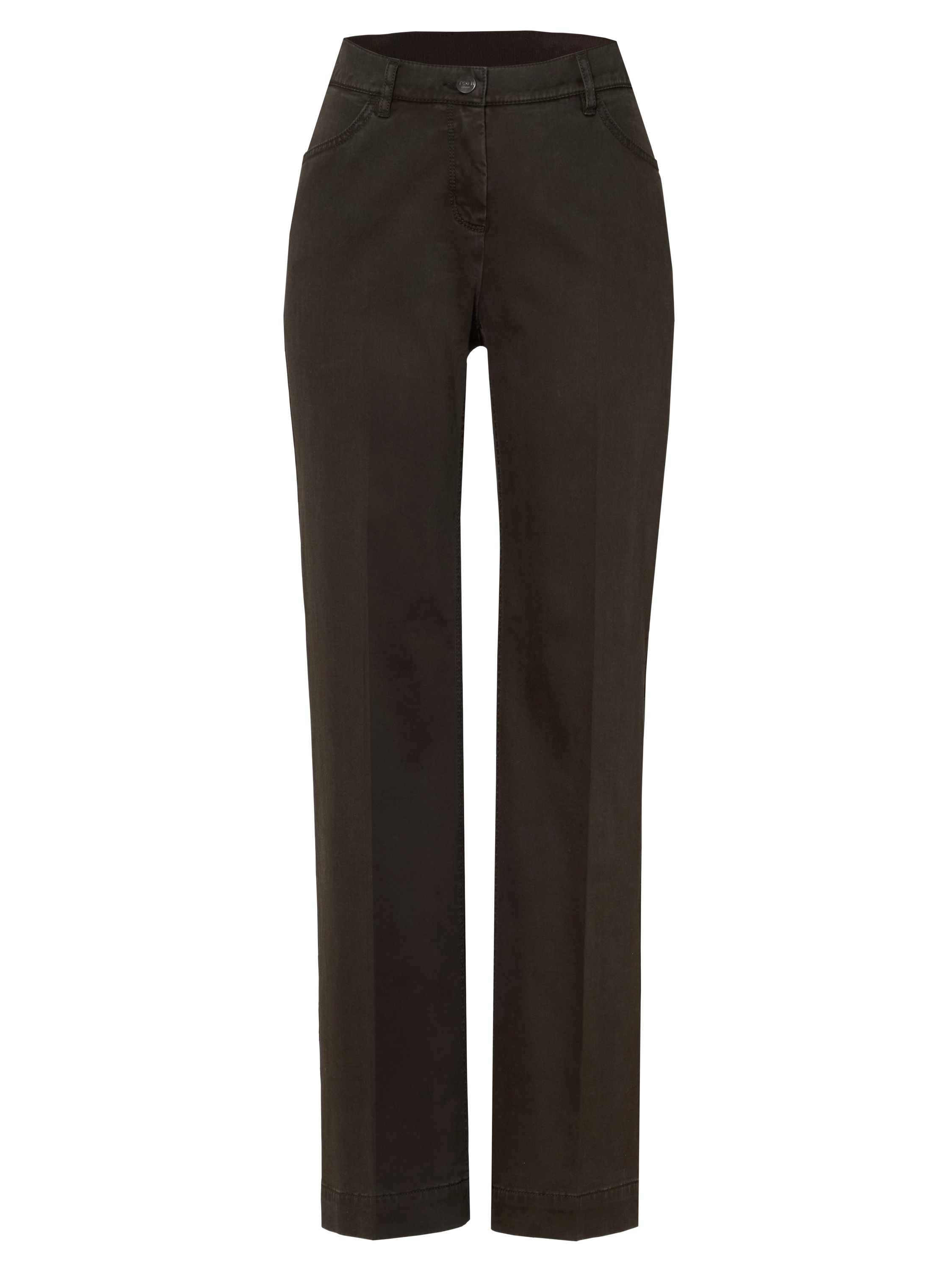 Damenhose Jenny Wide in Dunkelbraun, wide-Leg Hose aus Baumwollsatin, freigestellte Produktansicht