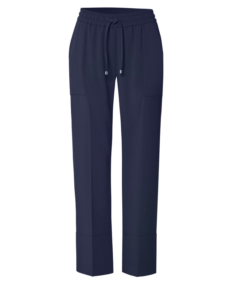 Womens trousers Sue Ankle in dark blue, casual twill pants in cargo style, product view