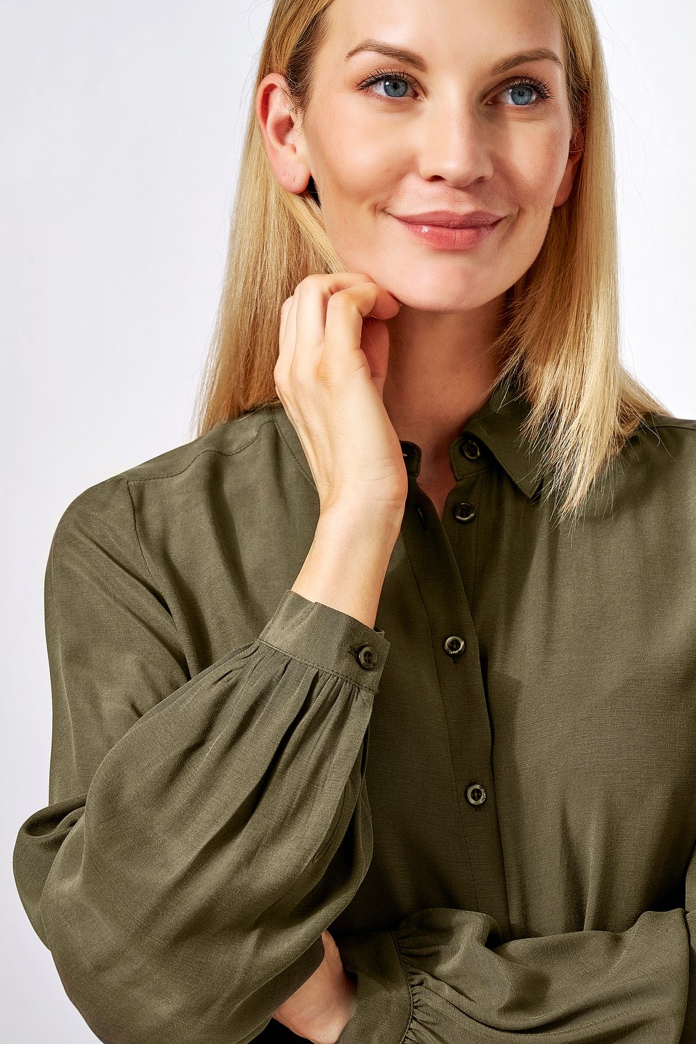 Leichte Hemdbluse | Style »Coco« dark khaki