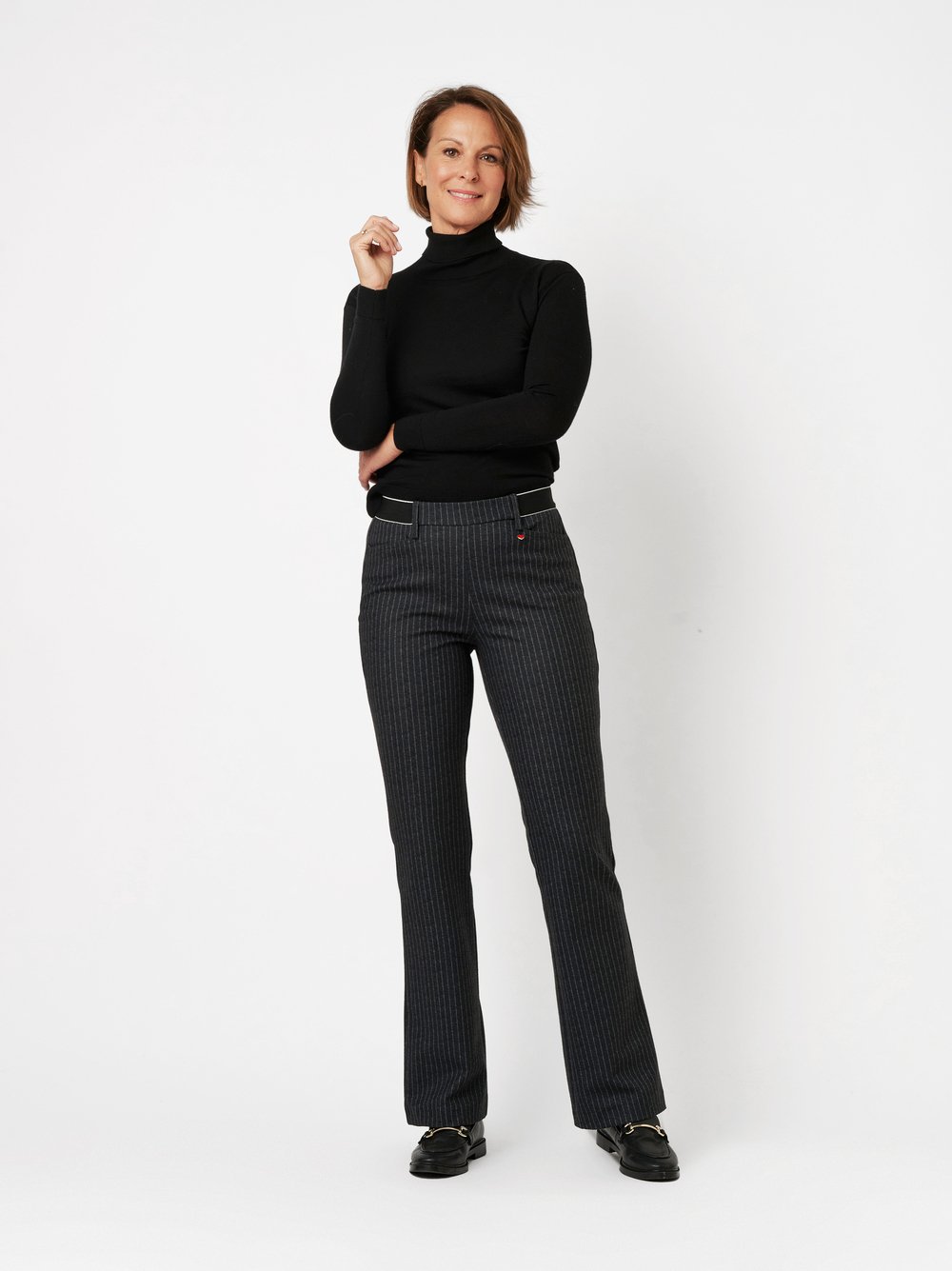 Ausgestellte Nadelstreifenhose | Style »Alice« anthra