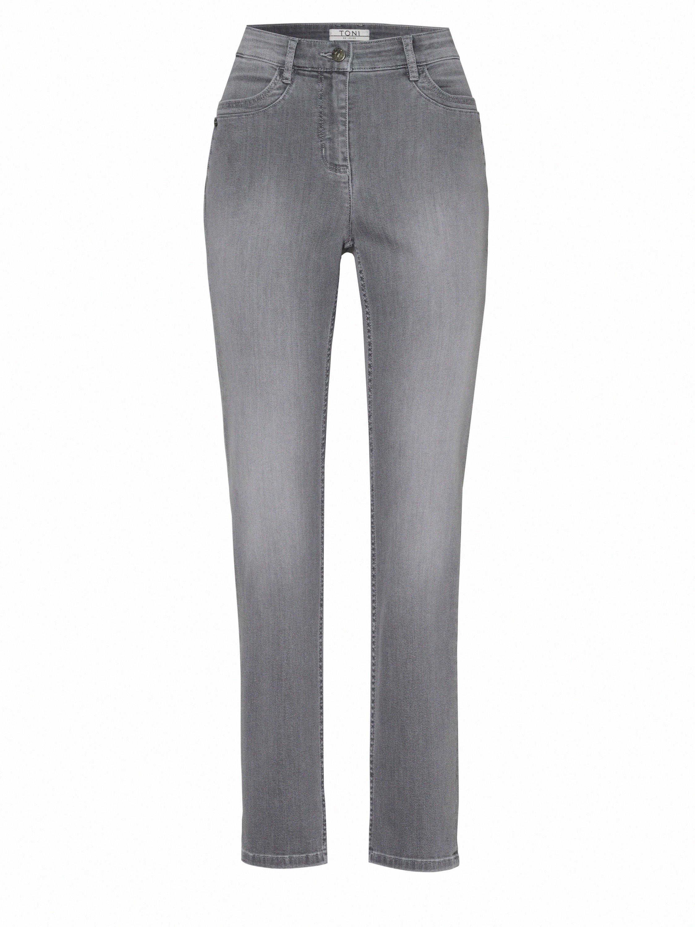 Damenjeans Be Loved in Grau, slim-Fit Jeans mit hohem Bund, freigestellte Produktansicht
