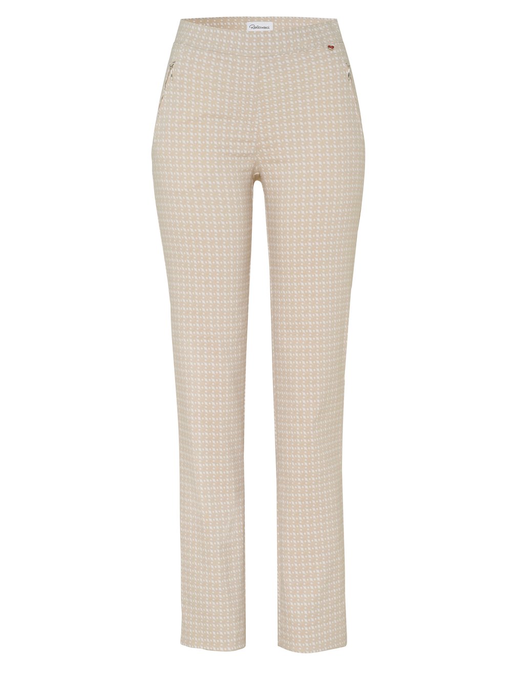 Damenhose Alice Slim in beige / white, slim-Fit Hose aus strukturiertem Jacquard, freigestellte Produktansicht