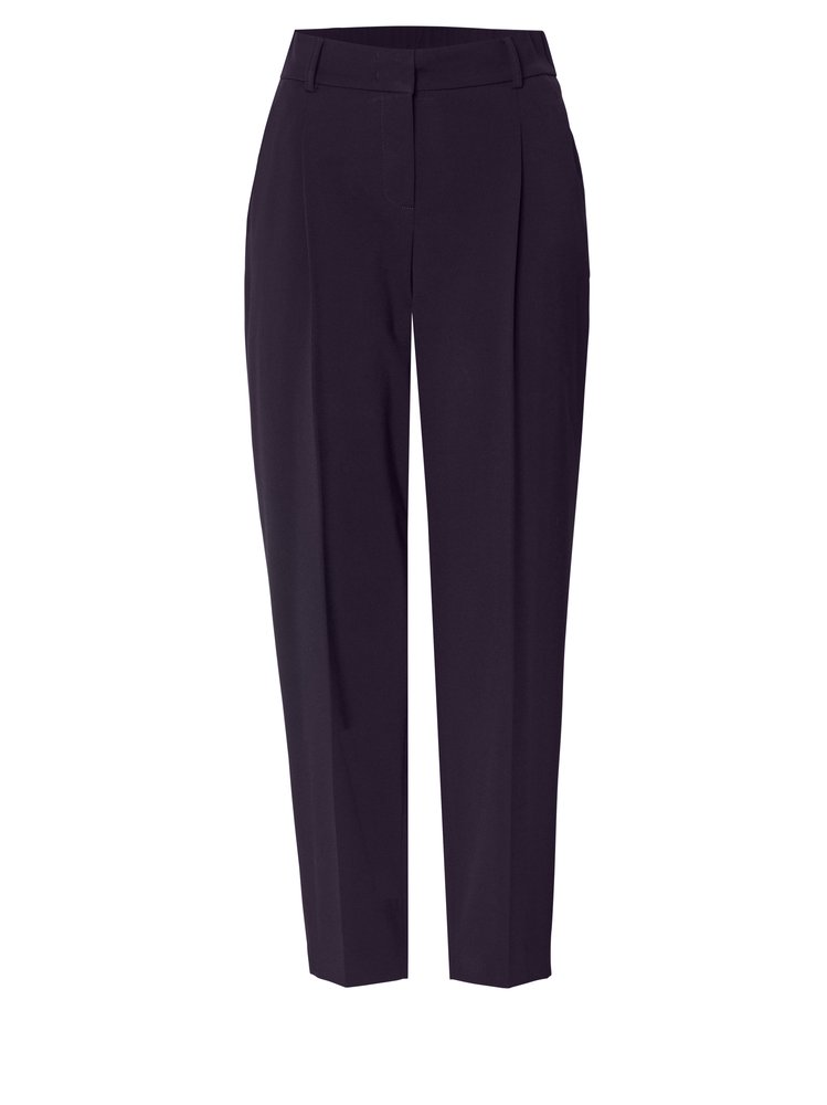 Damenhose Luisa Barrel in dark blue, elegante Barrel-Fit mit Bundfalten, freigestellte Produktansicht