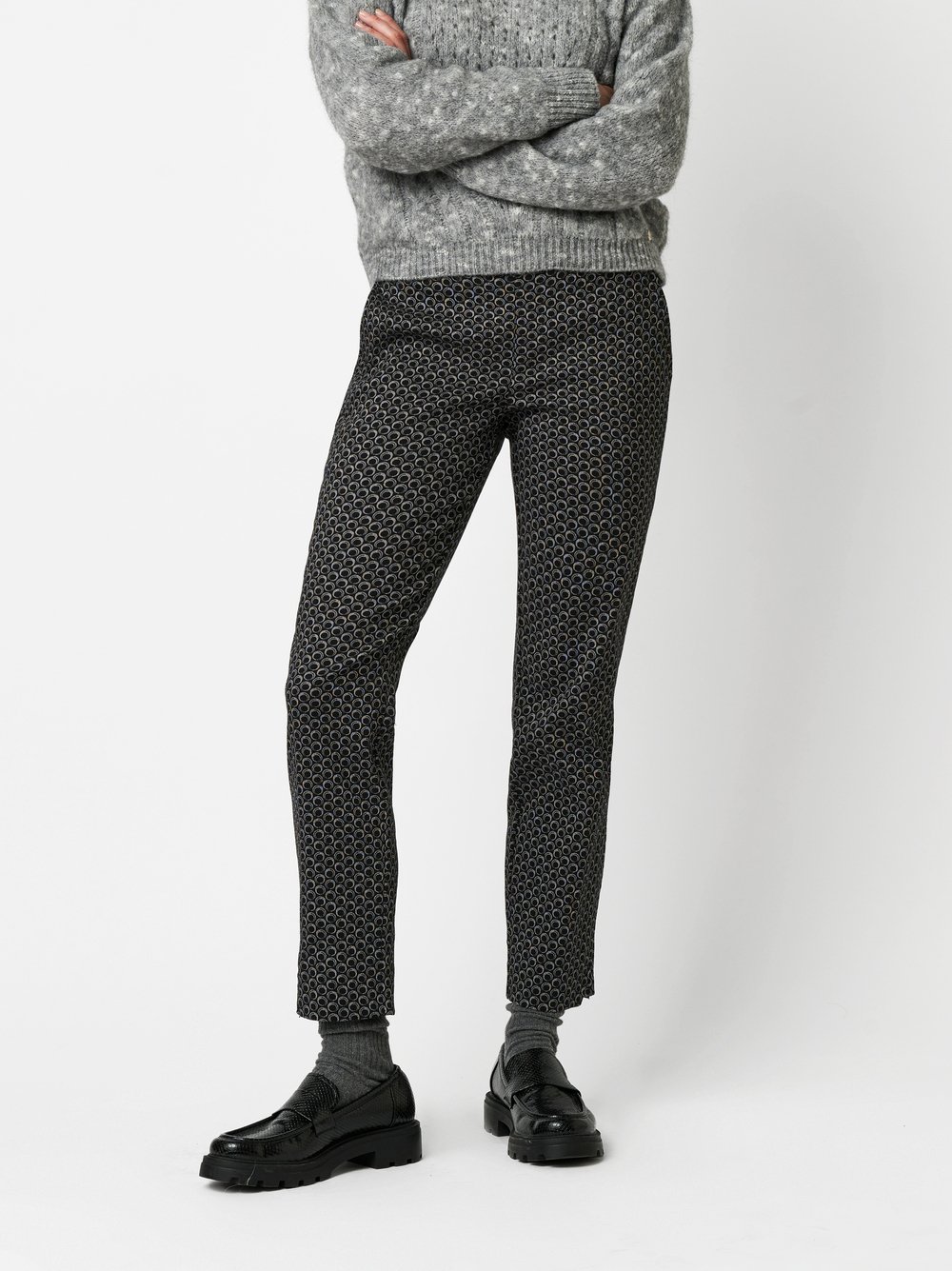 Trousers Jenny grey/black front view Trousers Jenny grey/black front view